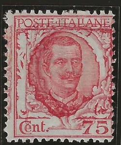 1926 Regno d'Italia - 75 cent. carminio Floreale con ornato spostato MH* - Picture 1 of 1