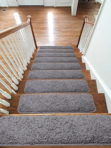 Soft Shaggy Stair Treads NON-SLIP MACHINE WASHABLE Mats/Rugs, 22x67cm-30mm thick