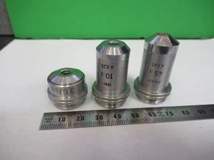 LEITZ WEZLAR LOT OBJECTIVES 3.5X 10X 45X MICROSCOPE PART AS PICTURED X7-A-97 - Picture 1 of 15