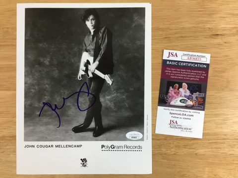 (SSG) JOHN COUGAR MELLENCAMP Signed 8X10 B&W Photo - JSA (James Spence) COA Cover
