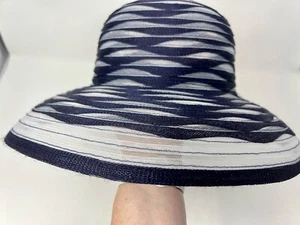 Nordstrom Blue White Women’s Wide Brimmed Hat Made In italy - Picture 1 of 5