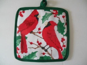 NEW handcrafted potholder: CARDINALS 8"x 8" - Picture 1 of 1