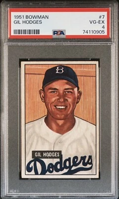 1951 Bowman #7 Gil Hodges PSA 4 VG-EX Brooklyn Dodgers - Image 1 of 2