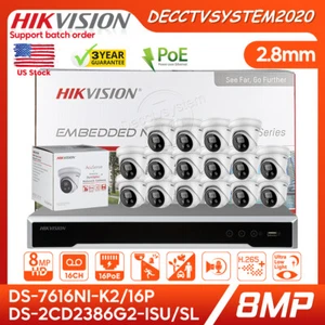 Hik Security CCTV System 8MP AcuSense Turret IP Camera 16CH 16POE NVR lot - Picture 1 of 41