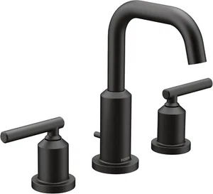 Grifo de baño Moen Gibson 2 asas amplio negro mate T6142BL - Imagen 1 de 10