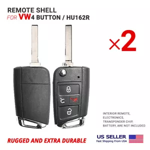 2X Flip Remote Key Shell Case With Flip Blade HU162R for VW 4 Button - Picture 1 of 2