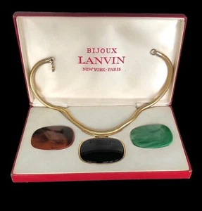 Lanvin Paris Sleek Resin Interchangeable Pendant Choker Necklace in Box 1970s - Picture 1 of 16