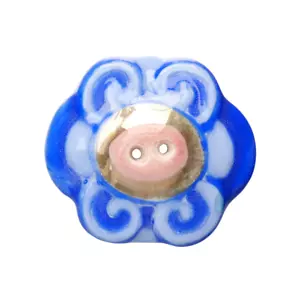 Antique French Ceramic Sewing Button by Marc Delduc, Flower 28mm Mode Collector - Picture 1 of 2