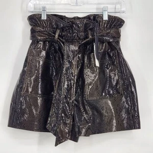 Blank NYC Women's 26 NWT Snakeskin Belted Paperbag Shorts Make the Rules Brown - Picture 1 of 7