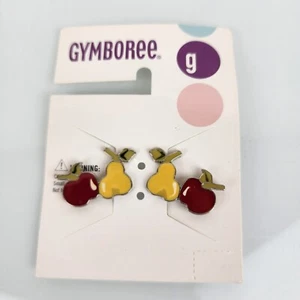 Vintage 2003 gymboree Apple for the Teacher Enamel Hair Pretties Clips Pear NEW - Picture 1 of 3