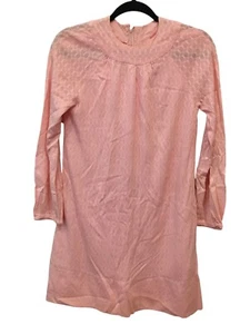 Handmade Vintage Dress Womens Pink Raglan Sleeves Party Outfit Zippered Mini - Picture 1 of 5