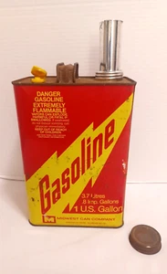 Metal Midwest Can Company caraffa carburante gas metallo 1 gallone rosso e giallo fulmine - Foto 1 di 13