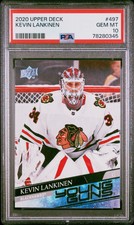 2020 Upper Deck #497 Kevin Lankinen Young Guns Rookie PSA 10 Gem Mint Blackhawks