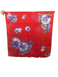 Womens NWT ECHO Red Floral Silk Scarf $48 30x30 Square NEW - Picture 1 of 3