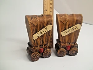 Vintage Ceramic Reno Covered Wagon Salt & Pepper Set - Picture 1 of 7