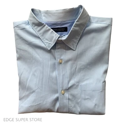 Camisa de Vestir Banana Republic Azul Claro Blanco Rayas Calce Camden Talla XL XLarge Foto 1 de 3