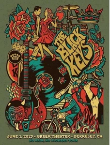 The Black Keys 2025 Berkeley Gold Foil Variant Poster S/N XX/20 Greek Theater - Bild 1 von 1