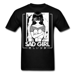 Sad Anime Emo Girl - Aesthetic Vaporwave Anime Otaku Sadness Introvert T-Shirt