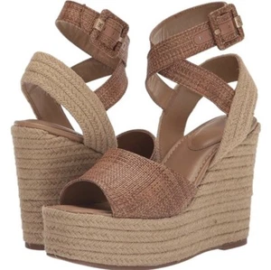 Espadrillas Sam Edelman Vada marrone lino juta zeppa donna taglia 9 NUOVE!!! - Foto 1 di 6
