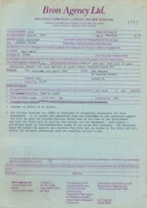 Rent Party Marquee Club Performance Contract 12/4/86 - Picture 1 of 1