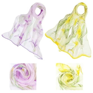 BUFANDA 100% SEDA PURA MAURICE PILLARD VERNEUIL IRIS NARCISO GORROS LIGEROS - Imagen 1 de 13