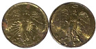 2 Vintage religiöser goldener Engel doppelseitig 1 Zoll Metallzeichen/Medaille im Umlauf