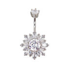 Sterling Silver Baguette CZ Crystal Belly Button Navel Ring Piercing A4397