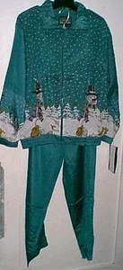 TRAJE PANTALÓN DE SEDA DE NAVIDAD / TRAJE DE JOG MUÑECO DE NIEVE EN TORMENTA DE NIEVE $79 VALOR TALLA S,M, L, XL - Imagen 1 de 5
