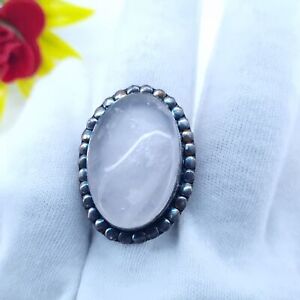62.40 Carat Natural Untreated Oval Cut Rose Quartz 10.5 Size Ring for Him k605