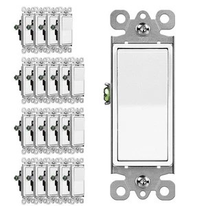 (20 Pack) CML 3 Way Decorator Paddle Rocker Wall Light Switch, Single Pole or... - Picture 1 of 8
