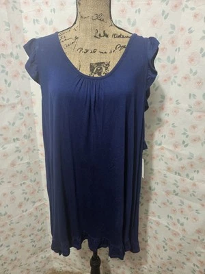 CROFT & BARROW, BABYDOLL MUJER NUEVO AZUL MARINO MODAL B SIN MANGAS CON VOLANTES TALLA 3X Foto 1 de 4