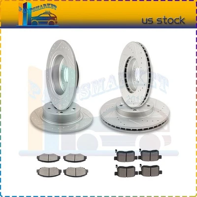 Front & Rear Brake Discs Rotors Ceramic Pads Fits Honda Accord Coupe Sedan Drill Foto 1 de 4