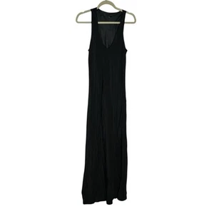 NWT Tibi Black 100% Silk Plunge V Neck Sleeveless Maxi Dress Size 12 - Picture 1 of 6