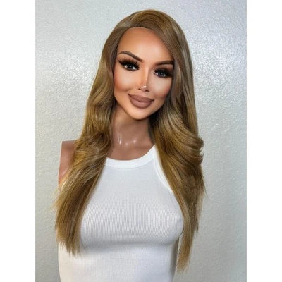 Warm Nutmeg Chunky Vanilla Blonde Human Hair Blend Wig, Dominican Texture Thick - Image 1 of 4