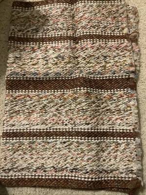 WOVEN 棕色 TONES RAG RUG 29x21 BROWNS,ORANGE,白色 — 第 1/2 张图片