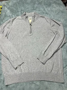 Maglione LL Bean 1/4 Zip Cotone Cashmere Uomo L Grigio Preppy Casual Uscire - Foto 1 di 10