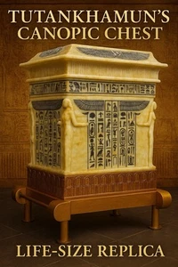 Tutankhamun Canopic Chest 1:1 Replica – Museum-Grade Egyptian Alabaster - Picture 1 of 5