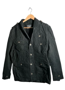 Celio* Chaqueta Para Hombre Talla L Negro Tareas Abrigo Militar Bolsillo Abotonado Exterior - Imagen 1 de 13