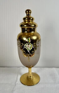 Bohemian Gilt and Enamel Glass Urn Vase - Picture 1 of 9