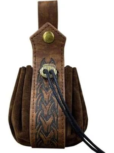Medieval Faux Leather Drawstring Pouch With Drawstring Pouch Dice Bag For LARP - Picture 1 of 11