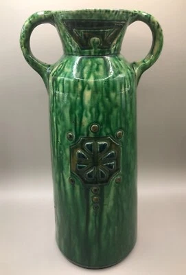 Vintage Moroccan Tamgroute Twin Handled Vase - Image 1 of 4