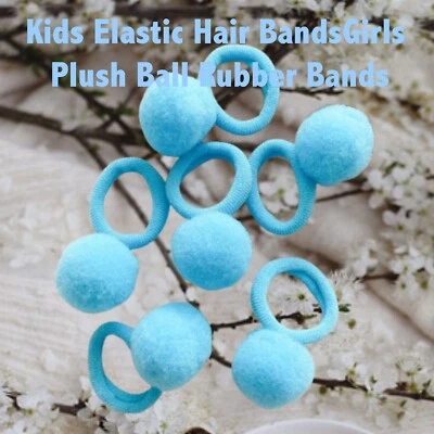 Kids Elastic Hair Bands Girls Plush Ball Scrunchie Rubber Band Hair Ties child - Image 1 of 4