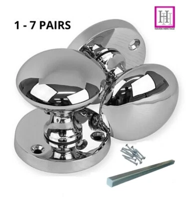 Door Knobs Mortice Door Knob Internal 1 - 7 PAIRS CHROME DOOR HANDLE SILVER - Image 1 of 4