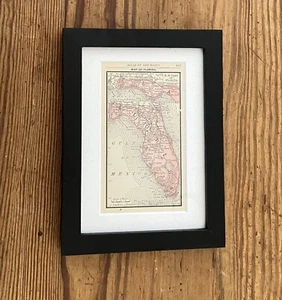 1888 Antique Framed Original Florida Map Tiny Florida Map - Picture 1 of 2