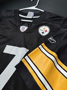 Ben Roethlisberger Black Steelers Reebok Jersey Sz 2XL Nylon Vintage NFL Yellow