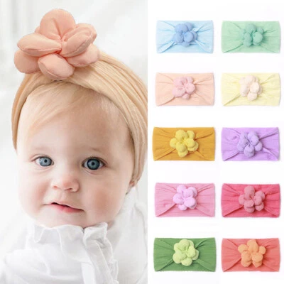 Newborn Cable Knot Headwrap Large Flower Baby Headband Infant Hair Accessories↔ - Image 1 of 4