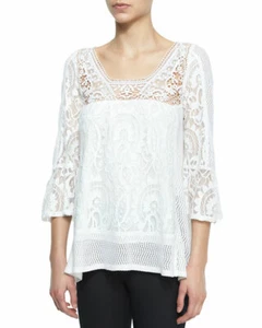 Neu mit Etikett Nanette Lepore weiße Spitzenbluse Viva La Vida, Größe Large - Bild 1 von 5