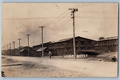 Des Moines Iowa IA Postcard RPPC Photo Camp Dodge Dirt Road c1910's Antique - Image 1 of 2