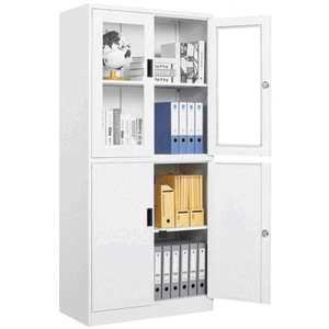 71''Metal Storage Display Pantry Cabinet with Locking Glass Door for Home Office - Picture 1 of 9