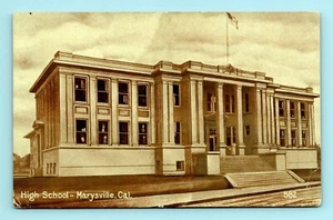 Postal Marysville California High School antigua de colección años 1910 vista Edward H Mitchell - Imagen 1 de 2